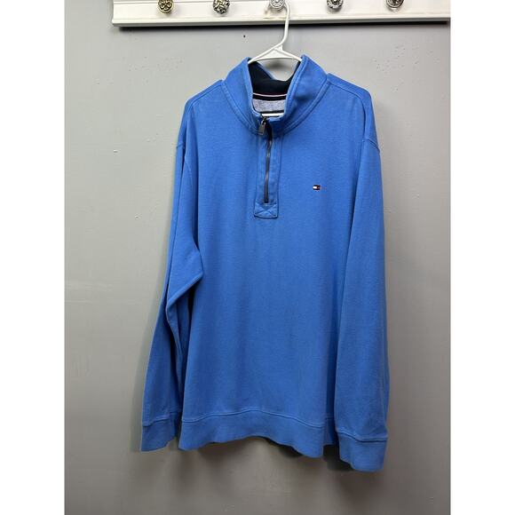 Tommy Hilfiger Pullover Mens 2XLT Blue Half Zip Sweater‎ Cotton Big Tall Casual - Picture 1 of 8